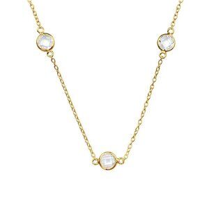 14k Gold Vermeil 3 Crystal Stations Necklace
